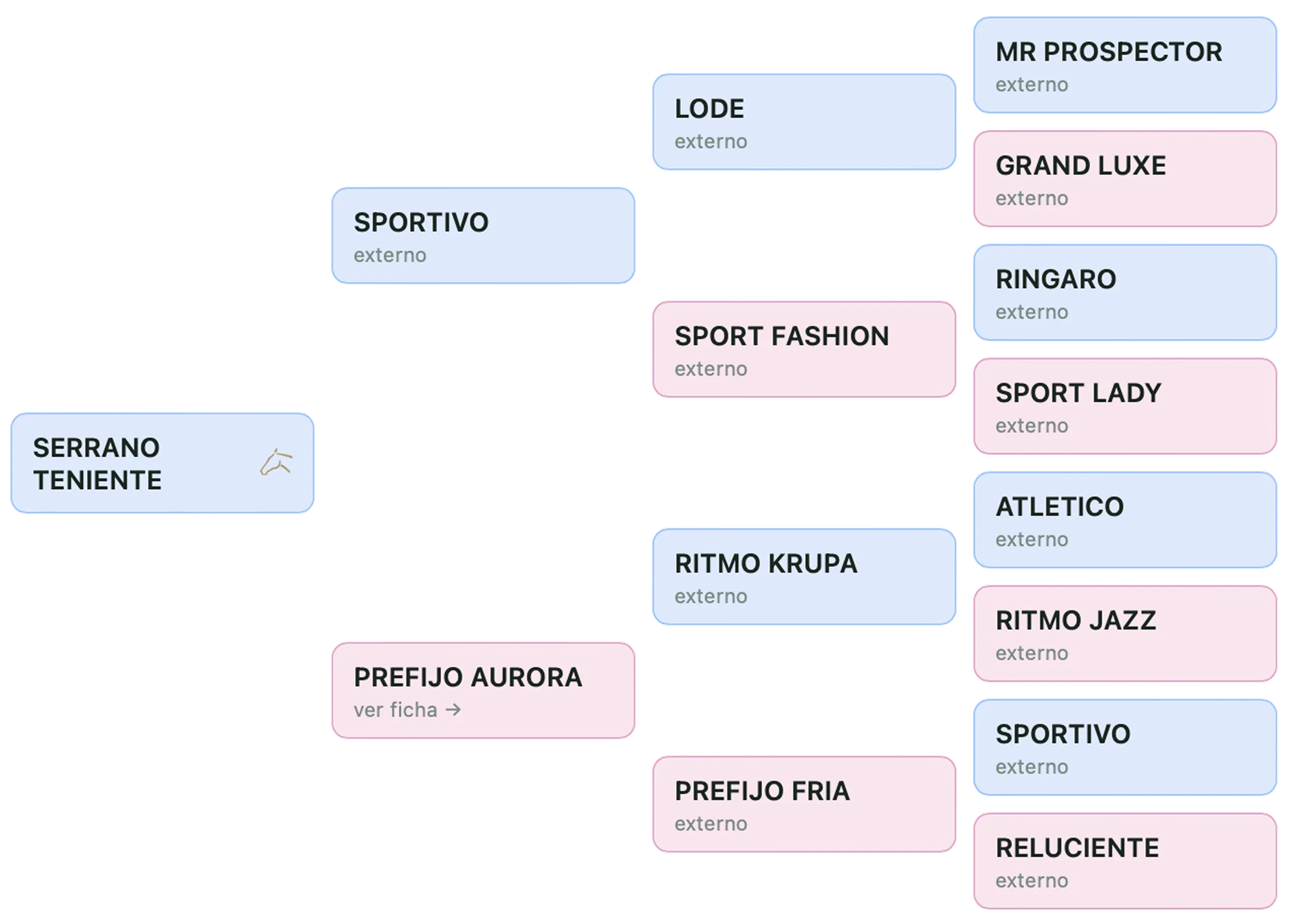 Árbol genealógico de 3 generaciones de un caballo de polo en Polo Breeders